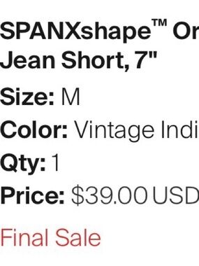 SPANX Vintage Indigo Jean Short, 7"